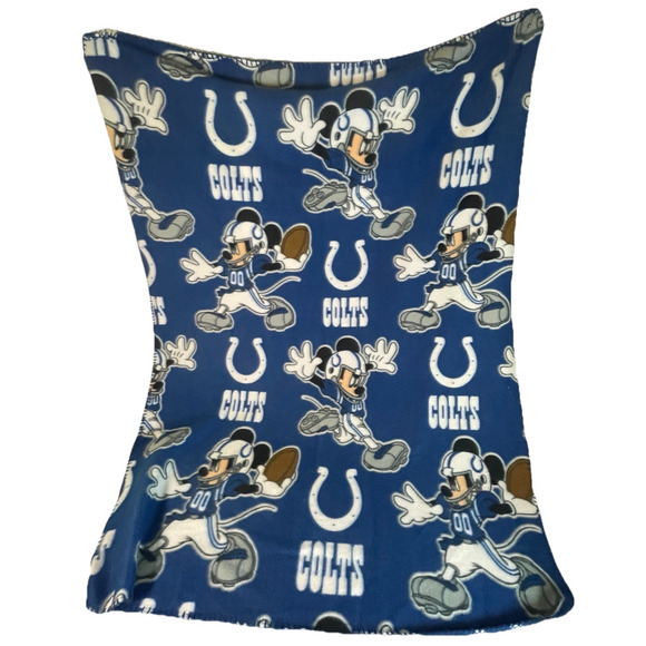 Disney NFL Indianapolis Colts Blue Mickey Football Fleece Lap Blanket 38x48 in - Picture 1 of 10